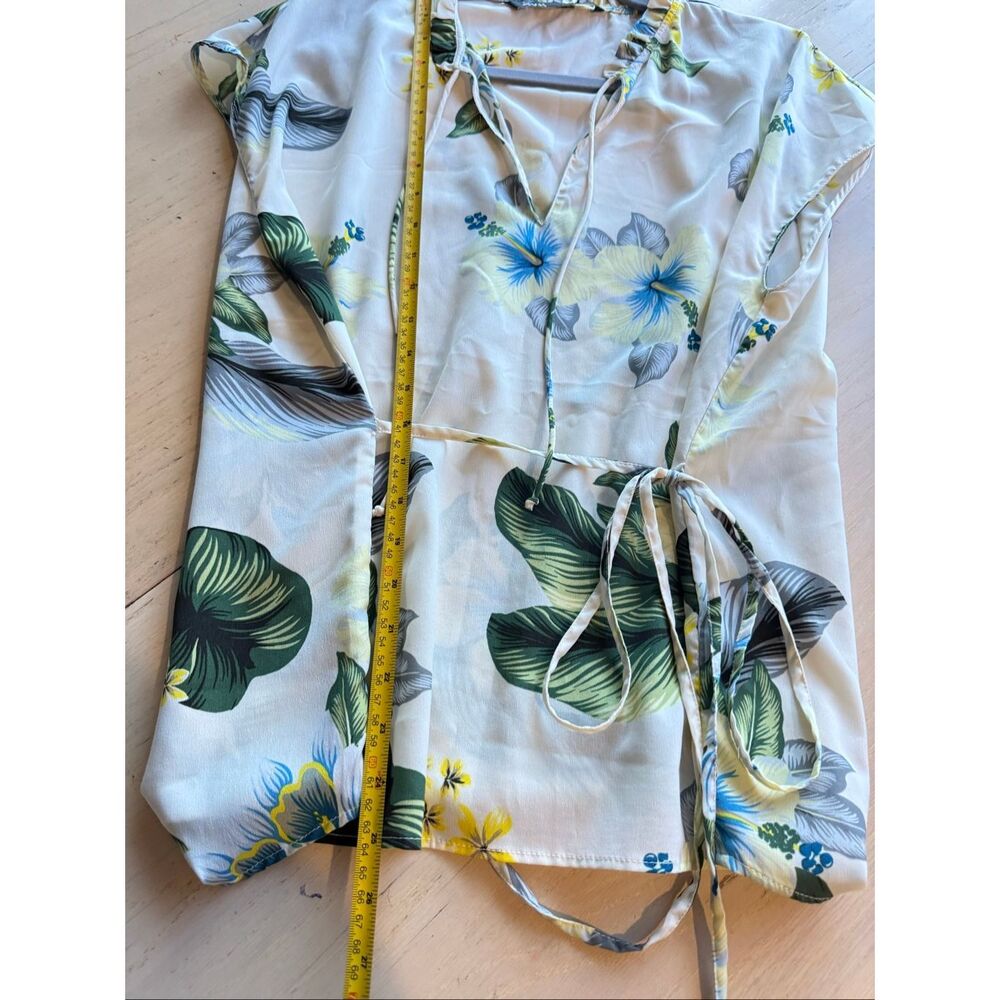 Zara Tropical Print Blouse SZ M - Picture 6 of 10